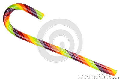 Candy Cane. Rainbow, colorful candy. Sweet, sugar twisted lollipop. Traditional spearmint, mint candy cane Stock Photo