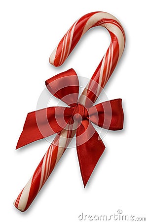 Candy cane with red bow Stock Photo