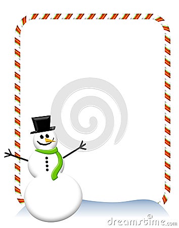 Candy Cane Snowman Border 2 Stock Photo