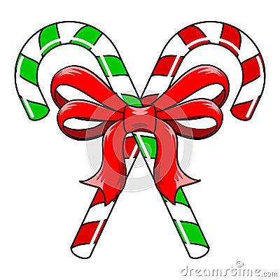 Candy Canes with Bow Vector Illustration