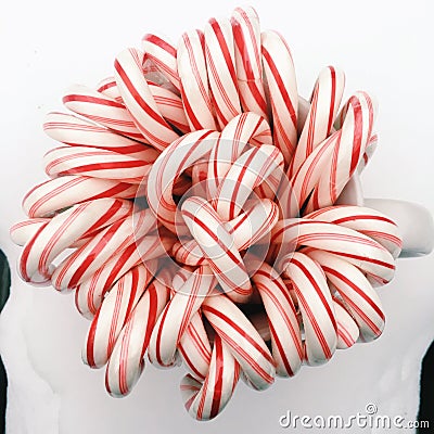 Candy Canes overhead in a mug Stock Photo