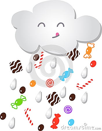 Candy cloud and sweets rain Vector Illustration