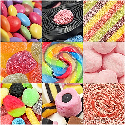 Candy Collage Stock Photo