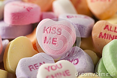 Candy Conversation Hearts for Valentine's Day Stock Photo