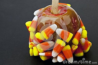 Candy corn caramel apple Stock Photo