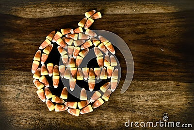 Candy Corn Jack-o-lantern with fangs Stock Photo