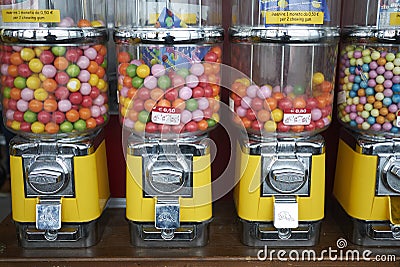 Candy dispenser with bubble gum Editorial Stock Photo