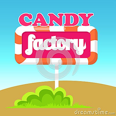 Candy Factory Road Pointer Vector Illustration Vector Illustration