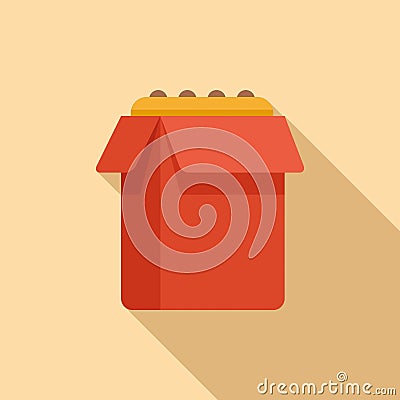 Candy food box icon flat vector. Takeaway food Vector Illustration