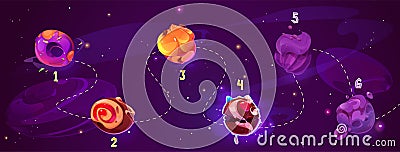 Candy food planet space game level map background Vector Illustration