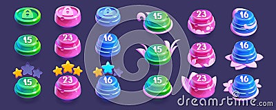 Candy game ui level indicator to select star icon Vector Illustration