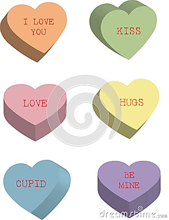 Candy Hearts Vector Illustration