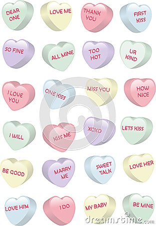 Candy Hearts Vector Illustration