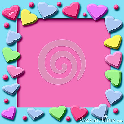 Candy hearts frame Stock Photo