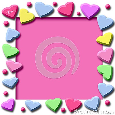 Candy hearts frame Stock Photo