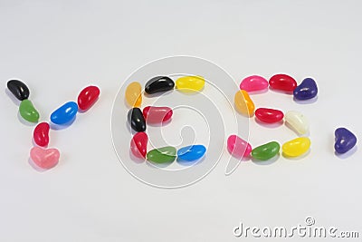 Candy Jellybean sign YES Stock Photo