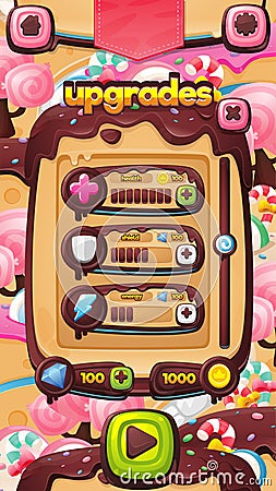 Candy Land Video Game User Interface Vector Illustration