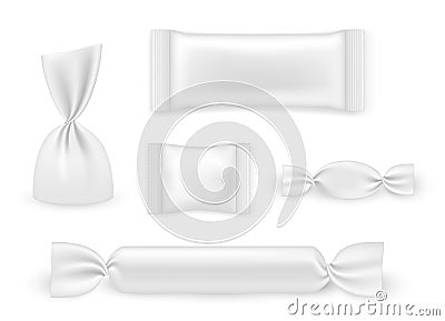 Candy packaging empty white template, gift assorted bags Vector Illustration