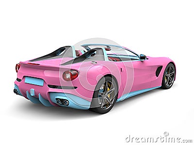 Candy pink and baby blue crazy sports car Stock Photo