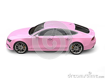 Candy pink modern business car - high angle side view Stock Photo