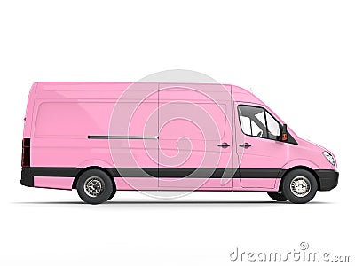 Candy pink modern delivery van - side view Stock Photo