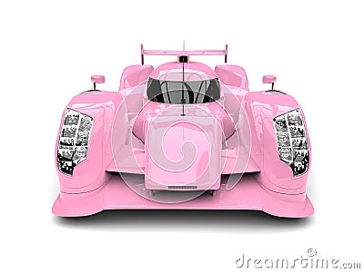 Candy pink modern super race car - front view closeup shot Stock Photo