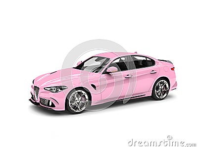 Candy pink modern urban sports car - top down perspective shot Stock Photo