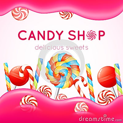 Candy Shop Poster Vector Illustration