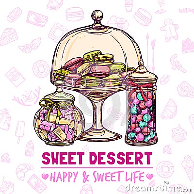 Candy Shop Poster Vector Illustration