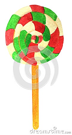 Candy on a stick, round multi-colored Cartoon Illustration