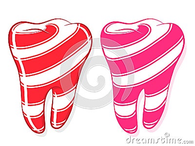 Candy Striped Teeth idiom sweet tooth Vector Illustration