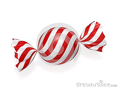 Candy in striped wrapper 3d rendering Stock Photo