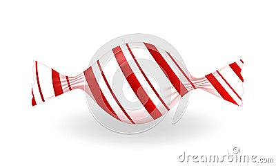 Candy in a striped wrapper isolated on a white. Vector Illustration