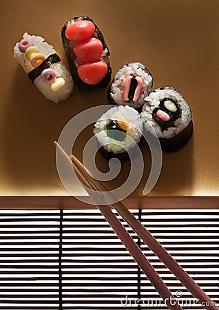 Candy sushi dish Stock Photo