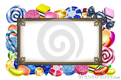 Candy Sweets Background Frame Sign Vector Illustration