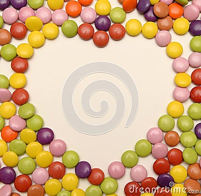 Candy sweets in love heart shape Stock Photo