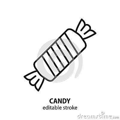 Candy vector icon. Line sign of sweets. Editable stroke Vector Illustration