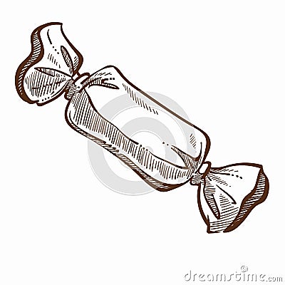 Candy wrapped in paper sweet food isolated icon Vector Illustration