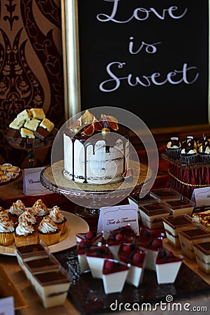 Candybar chocolate and autum cake. Stock Photo