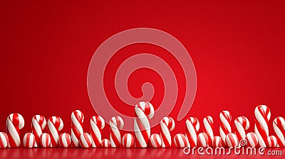 Candycane style border on a red background. Stock Photo