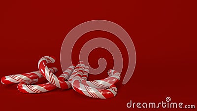 Candycanes with red background Stock Photo