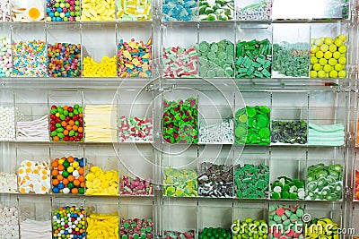 Candys and sweets different colors in supermarket Stock Photo