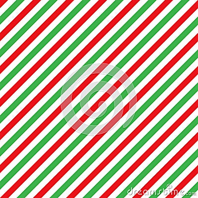 Cane candy diagonal stripes red green white seamless pattern christmas background Vector Illustration