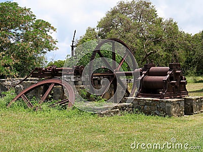 Cane Mill Steam Engine Ruins Stock Photo