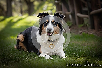 Canine charm colorful border collie poses in pedigree dog portrait Stock Photo