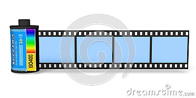 Canister with filmstrip Stock Photo