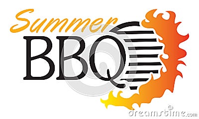 Summer BBQ grill with flames bursting out of the side Cartoon Illustration