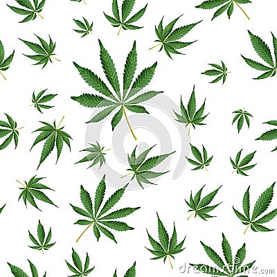 Cannabis Background. Marijuana Hemp Texture. Green Leaf. Hashish Narcotic. Vector Illustration