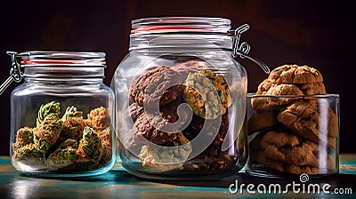 Cannabis edibles in a glass jar Stock Photo