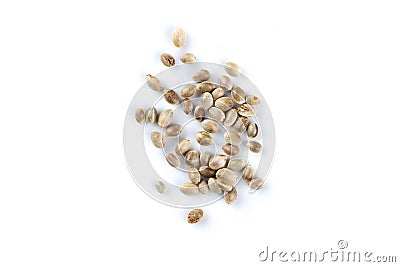 Cannabis hemp seeds pile close up macro shot isolated Stock Photo